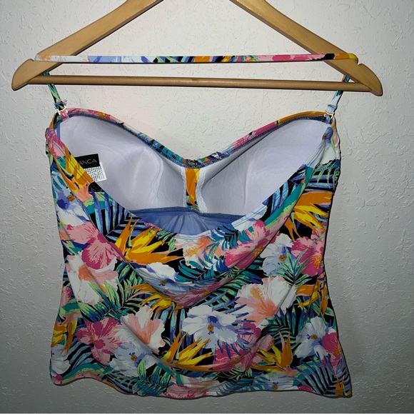 LA BLANCA Tropicali Convertible Pink Floral Print Swim Bandini Top Size 12. - Picture 5 of 8